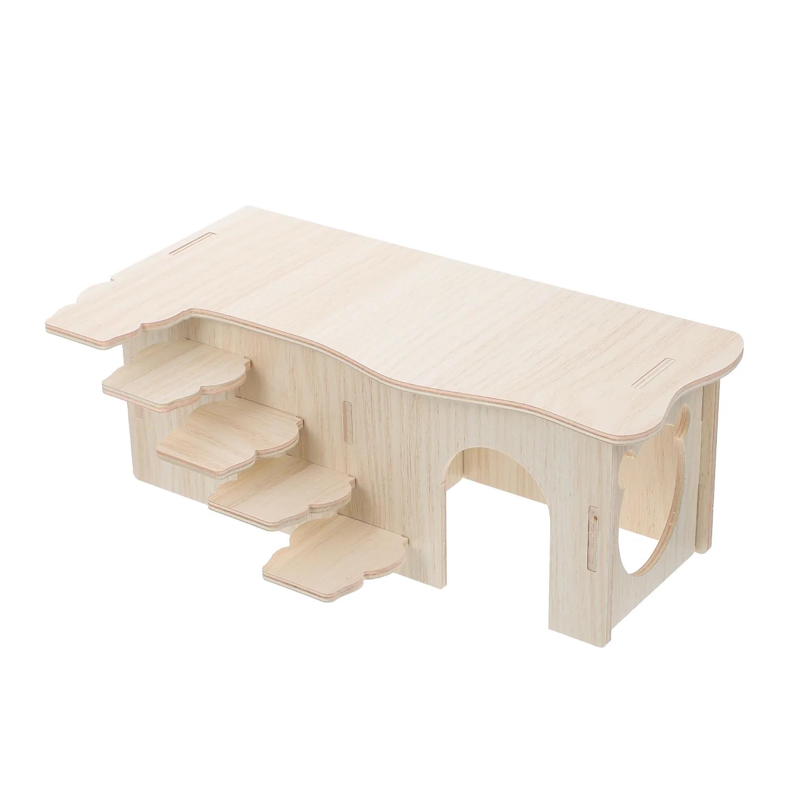 Multifuncional Hideout Wooden House, Brinquedos Multifuncionais Hamster, Casa de esconderijo para pequeno animal de estimação cobaia - Image 1