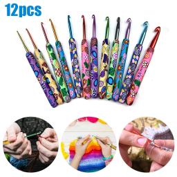 Colorful Ceramic Handle Alumina Crochet Hooks, Conjunto de agulhas de tricô, Agulhas de costura Weave, Ferramenta artesanal, 12Pcs - Image 1