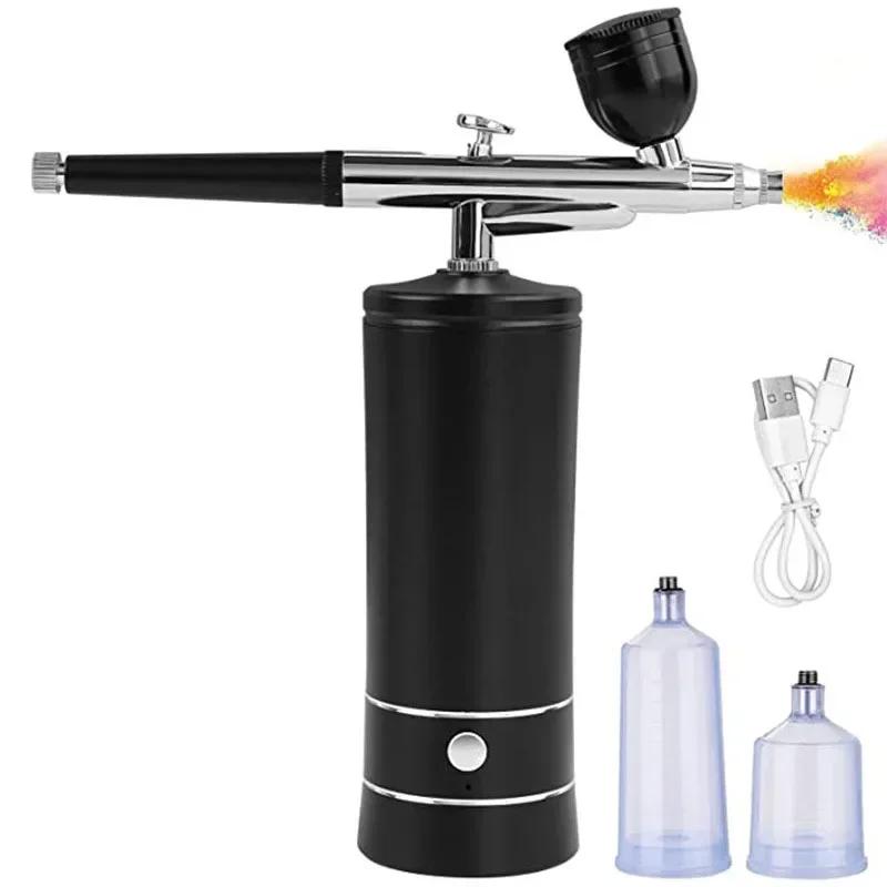 Aerógrafo sem fio recarregável portátil com compressor pistola de ação automática para rosto beleza arte do prego tatuagem artesanato bolo pintura - Image 1