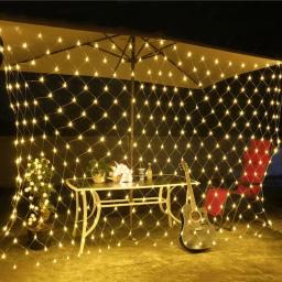 Luz LED Net Mesh String, Cortina De Janela, Árvore De Natal, Luz De Fadas, Festa De Casamento, Cortina De Guirlanda, Plug UE, 220V - Image 5