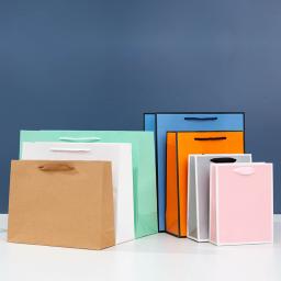 Sacos De Presente De Papel Kraft Marrom e Branco Com Alças, Presente De Aniversário, Sacos De Compras, Saco De Armazenamento De Cosméticos, Saco De Viagem, 10 Pçs/lote - Image 6