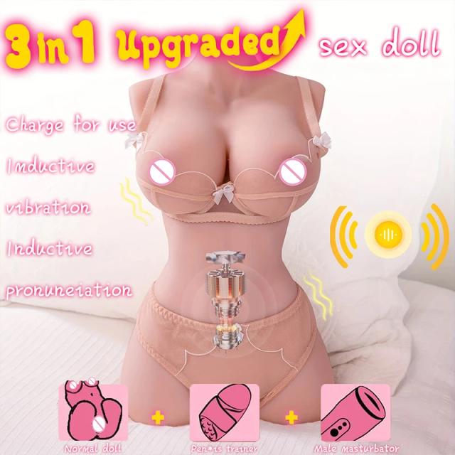 Boneca Vibratória Realista para Homem - Duplo Canal e Vibração Indutiva