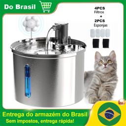 Newpet Bebedouro de aço inoxidável para gatos Bebedouro automático para gatos Bebedouro para gatos Cães Acessórios para bebedouro de animais de estimação - Image 1