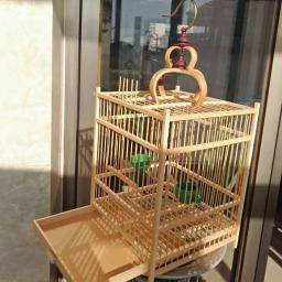 Gaiola de bambu para casa, Gaiola, Transportadora de viagens, Boutique Birdcage - Image 4