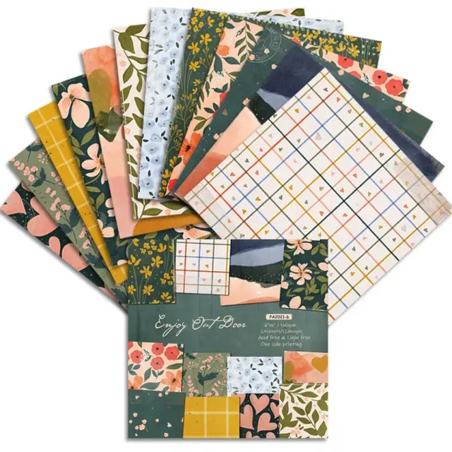 Desfrute de 24 Folhas de Papel para Artesanato: Cortes Artísticos, Almofadas e Origami para Scrapbooking e Cartões