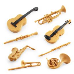 Miniatura MIN Conjunto de Instrumentos Musicais, Modelo, Incluindo Violino, Trombeta, Sax, Guitarra, Clarinete, Trompa, Trombone, Figuras, Simulação, 8Pcs - Image 6