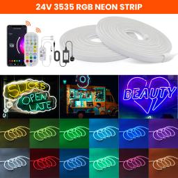 RGB Tuya Fita LED Inteligente, Fita de Sinal Neon, Controle Remoto, Tubo de Silicone, WiFi, Bluetooth, 24V, 3535, 108LEDs, m - Image 4