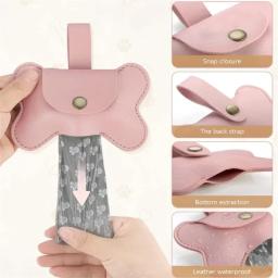Pickup Bag Dispenser com Leash Clip para Pet, Waste Bag Dispenser para Dog Pooper, PoopBag ao ar livre, suporte de couro - Image 4