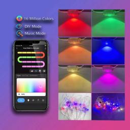 Outdoor Eaves Luzes LED, Waterproof RGB String Lights, DIY Iluminação Cena, Feriado de Natal e Festa de Aniversário Iluminação, 20m, App - Image 5