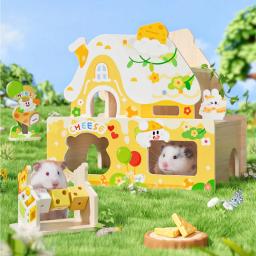 Pequena Casa De Hamster De Madeira, Gaiola Animal, Suprimentos De Paisagismo, Pequeno Acessórios De Rato, Ninho De Chipmunk, Brinquedo Da Série Flor - Image 1