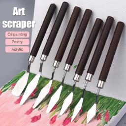 Kit de espátula de aço inoxidável para pintura, guache suprimentos, pintura a óleo faca, artes plásticas, pintura Tool Set, lâminas flexíveis, paleta, 1Pc, 7Pcs - Image 2