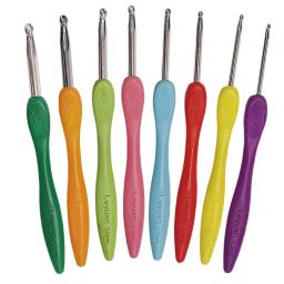 Agulhas de alumínio com borracha macia Grip, Crochet Hook, alças almofadadas, tricô colorido, 2.5-6.0mm, 8 PCs/Set - Image 2