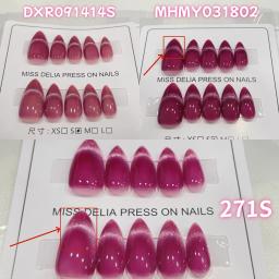 Dicas de unhas francesas acrílicas para mulheres e meninas, rosa vermelha, pressione unhas, design de olhos de gato, amêndoa, tendência diária, roupa de festa, 10 peças - Image 4