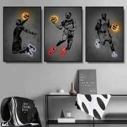 Neon Estilo Wall Art Poster, Mundialmente Famosos, Basquete, Estrelas Do Futebol, Mural Pop, Modern Home Decor, Pintura Da Lona, Imagens, Impressões, Presente, Moderno - Image 3