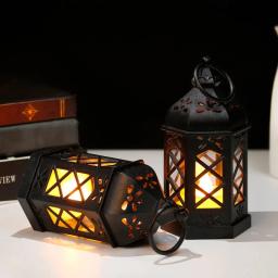 Retro lâmpada de mesa atmosfera decoração presente criativo hexagonal vento lâmpada vela led vento portátil pequeno cavalo lâmpada - Image 6