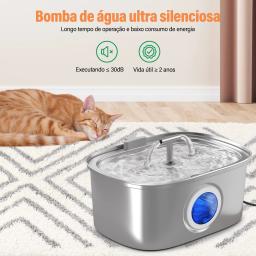 Newpet 108oz/3.2L Cat Water Dispenser de aço inoxidável para animais de estimação com filtro Bomba silenciosa Fonte automática para bebedouro de cães e gatos - Image 2