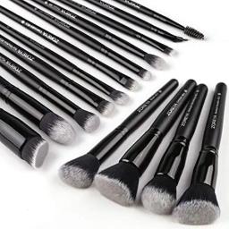 Zoreya 15 pçs luxo balck pincéis de maquiagem conjunto ferramentas pincéis profissionais fundação pó eyeliner sombra compõem escovas - Image 1