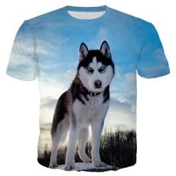 Engraçado Cão de Estimação Camisetas Husky Animal 3D Print Streetwear Homens Mulheres Moda Oversized Manga Curta T Shirt Crianças Tees Tops Roupas - Image 1