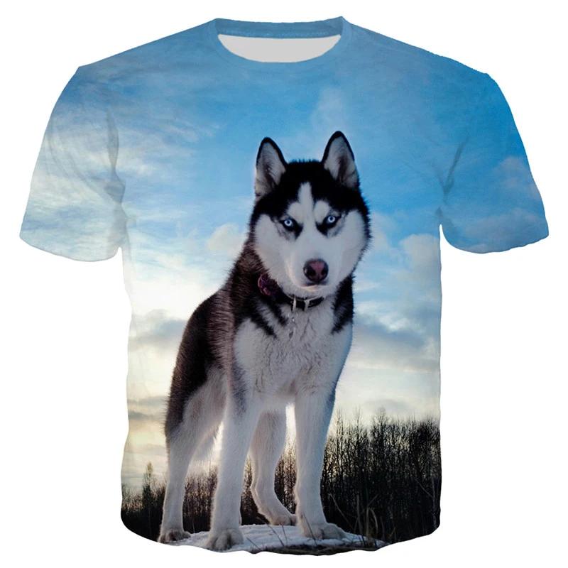 Engraçado Cão de Estimação Camisetas Husky Animal 3D Print Streetwear Homens Mulheres Moda Oversized Manga Curta T Shirt Crianças Tees Tops Roupas - Image 1