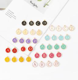 10pcs inicial letra do alfabeto dupla face esmalte pingentes encantos 12mm para fazer jóias pulseira artesanal artesanato - Image 2