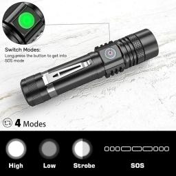 Lanternas LED de alta potência Zoomable, Tocha de acampamento com contas de lâmpada LED T6, Impermeável, 4 modos de iluminação, Carregador USB multifuncional - Image 3