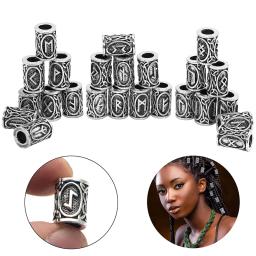 Viking Rune Metal Tubo Spacer Beads, Trança De Cabelo, Barba, Dreadlock, Pingente para Fazer Jóias DIY, Conjunto 24Pc - Image 2