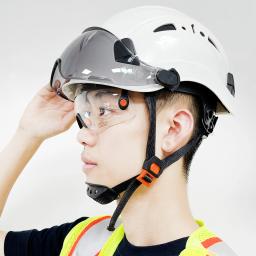 Capacete de segurança de construção com viseira, construído em óculos para engenheiro, chapéu ABS, boné de trabalho industrial, proteção de cabeça masculina - Image 3