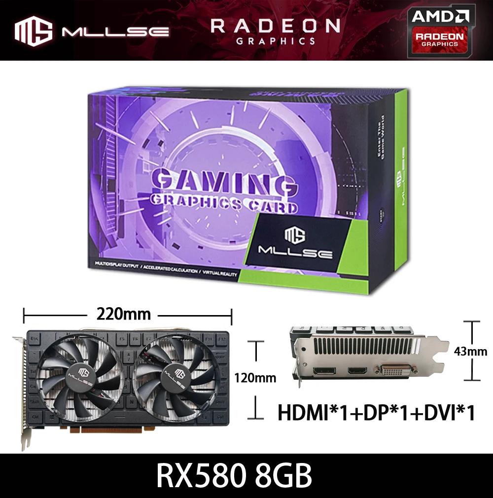 Mllse amd rx 580 8gb 2048sp placa gráfica de videogame gddr5 256bit pci express 3.0 × 16 radeon gpu rx580 8g - Image 1