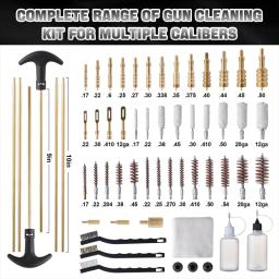 Kit universal de limpeza de armas, conjunto de escovas para rifles, hanguns, espingarda, faixa completa de kit de limpeza de armas para calibres múltiplos - Image 1