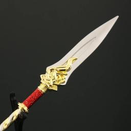 Perfeito mundo animação armas periféricas 22cm shi yi shi hao qin hao guerra lança espada liga arma ornamentos brinquedos criativos - Image 4