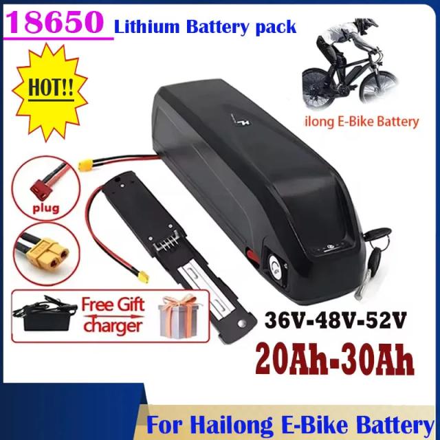 Bateria Recarregável Hailong para Bicicleta Elétrica 18650 Original 36V 48V 52V 20Ah 30Ah com BMS