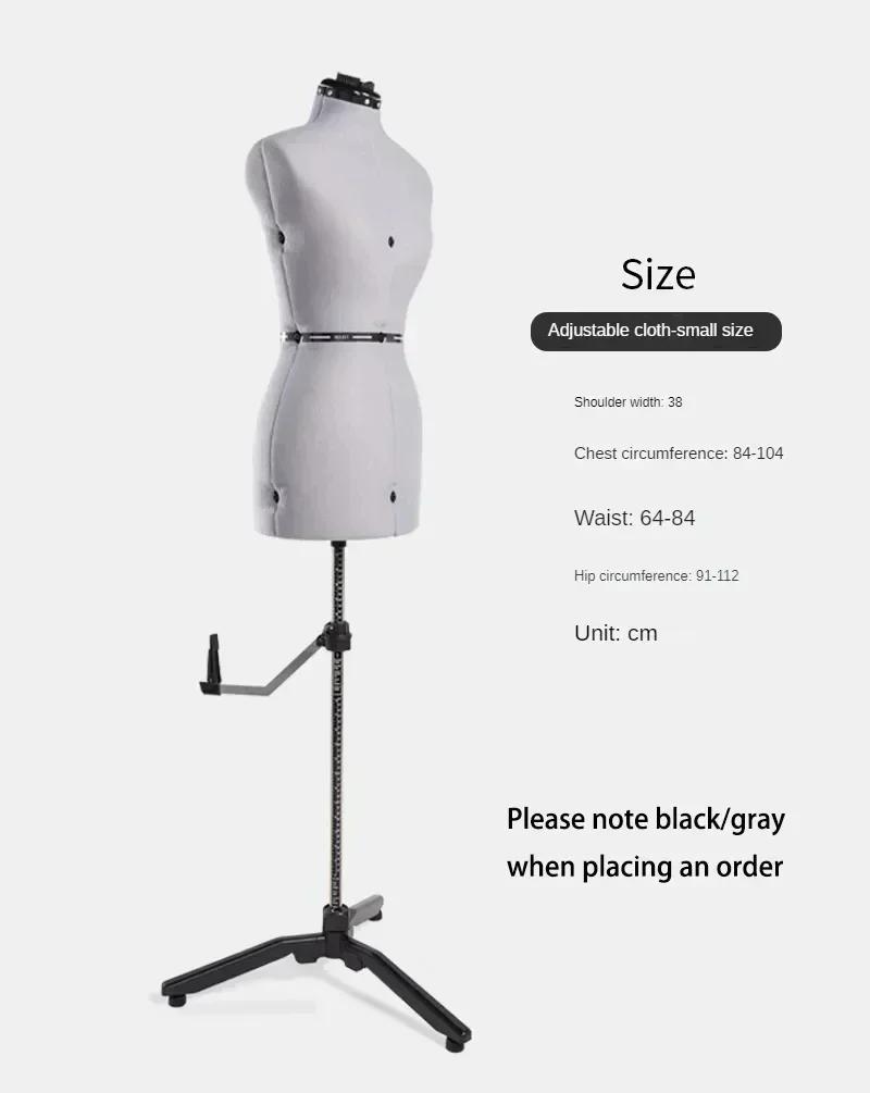 Manequim feminino para roupas de design personalizado, capa de pano ajustável, suporte de vestido, base de metal - Image 1