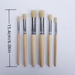 Conjunto de pincéis de estêncil para pintura, 6pcs, cerdas, cabo de madeira, tinta, perfeito para estudantes, diy, artesanato - Image 2