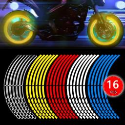 Tiras reflexivas da motocicleta 18 pçs jantes de roda colorido hub adesivos bicicleta scooter estilo refletor decalques fita reflexiva aro - Image 1