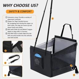 Car Seat Estável Portadores para Animais de Estimação, Acessórios para Cães, Seguro, Portátil, Filhote de Cachorro Cestas, Protetor De Malha, Impermeável, Ao Ar Livre, Suprimentos - Image 4