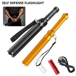Auto-defesa lanterna impermeável, Super brilhante para emergência, Equipamento anti-motim, Lanterna Baton Telescópico Recarregável - Image 1