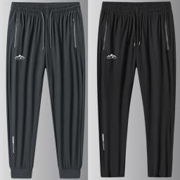 Calça reta de seda de gelo respirável masculina, calça casual, estiramento rápido, esportes de ginástica, corrida, verão, tamanho grande, 7XL, 8XL - Image 1