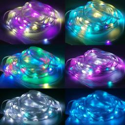 Multicolor Fairy String Luzes LED, Cortina impermeável Luzes, Luzes de Natal, Remoto e Bluetooth, Endereçável, 10m, 100LEDs, 5V - Image 2