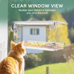 Alimentadores de pássaros para visualização de janela transparente para o exterior Aperto de sucção aprimorado Pássaro selvagem assistindo gatos Alimentador Birdhouse - Image 4