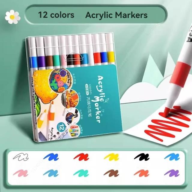 Kit de Pintura Acrílica com Marcadores para Crianças - 12 a 80 Cores para Arte em Rocha, Graffiti, Vidro e Madeira