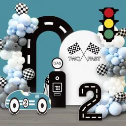 Personalizado dois balões de carro de corrida rápida arco festa cenários dois balões de carro de corrida rápida aniversário chá de bebê decoração de festa de casamento - Image 3