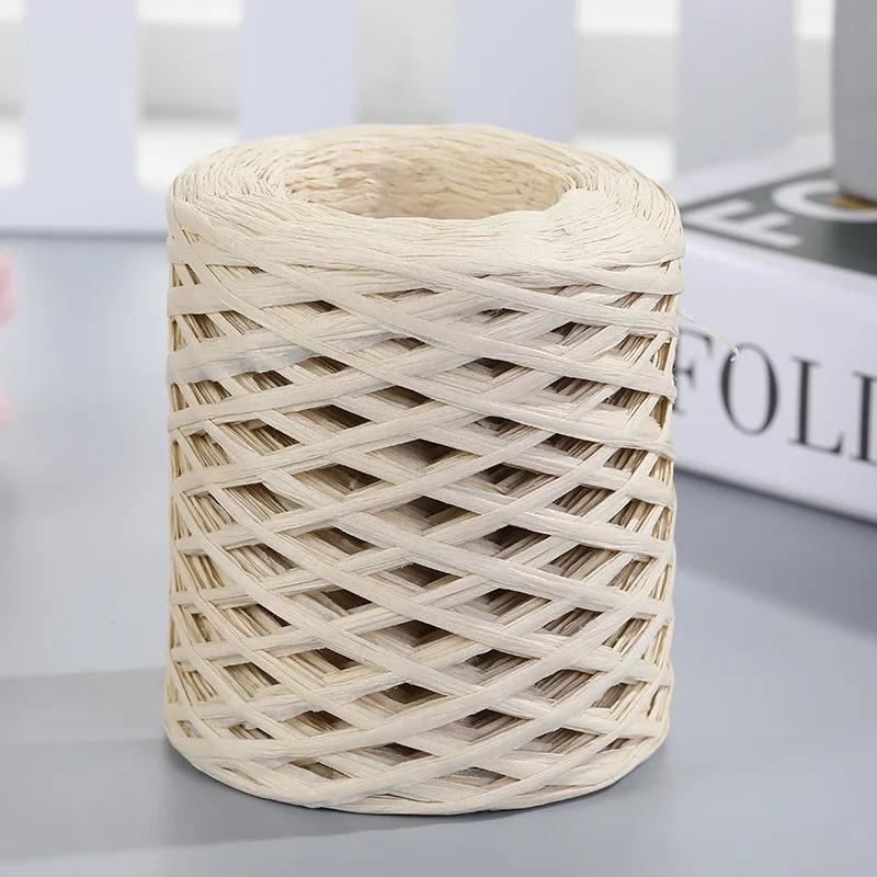 Natural Raffia fios de palha para mão malha crochê, fio de papel DIY, sunhat artesanal, saco de praia, 200m, verão - Image 1
