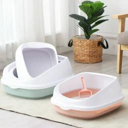 Caixa de areia para gatos com colher Banheiro para animais, Anti Splash Bedpan, Bandeja para cães, Banheiro para gatinhos, Toilette plástico em casa, Caixa de areia para gatos - Image 1