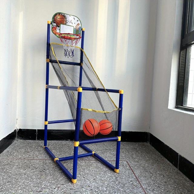 Conjunto de jogo de basquete arcade agradável – jogo duplo interno/externo, fácil configuração com bomba e bolas, presente ideal para feriados e aniversários