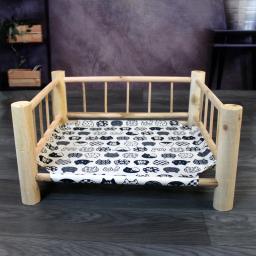 Canil De Cachorro De Madeira Marching, Design De Cama De Imitação, À Prova De Umidade E Respirável, Removível E Lavável - Image 4