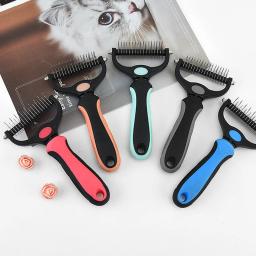 Cão removedor de cabelo pente pet pele nó cortador dupla face escova longo encaracolado cabelo líquido de limpeza gato grooming derramamento ferramentas pet fornecedores - Image 5