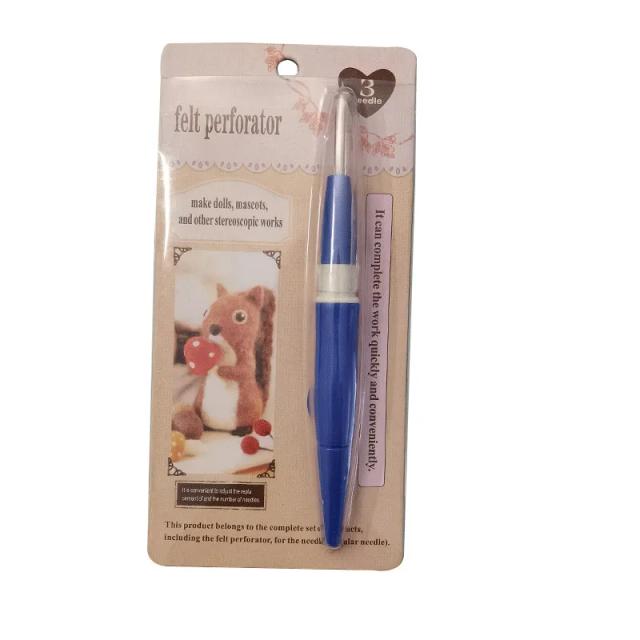 Caneta de Feltro com 3 Agulhas para Artesanato em Lã e Tecido - Ferramenta DIY para Apliques e Tricô