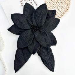 Broches de flores grandes plissados em tecido vintage, broches de lapela elegantes para decoração feminina, acessórios de roupas - Image 4