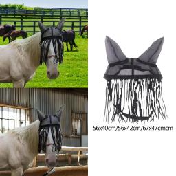 Capa para mosca de cavalo respirável com borlas roupa de cavalo padrão equestre - Image 2