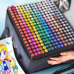 24-80 cores dupla cabeça conjunto de caneta marcador de arte oleosa para desenhar esboçar marcadores à base de ponta oleosa graffiti mangá material de arte escolar - Image 1